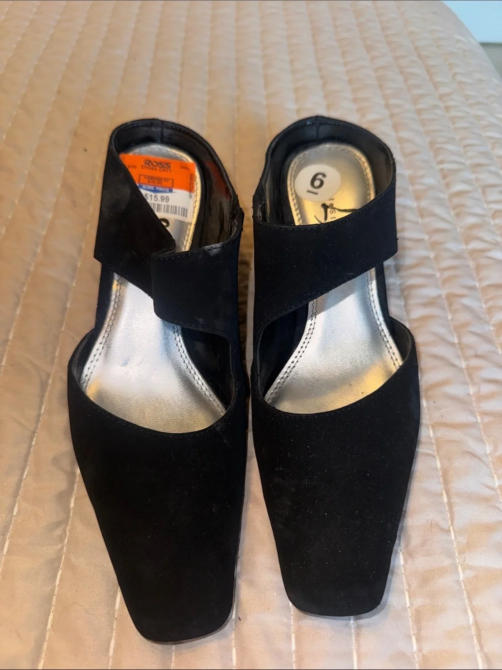 Black Women's Suede Strap Pumps - Size 6